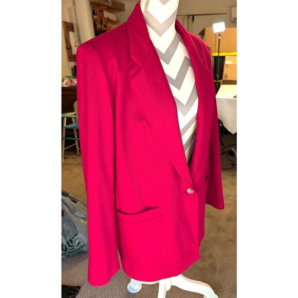 Dumas Blazer Womens LRG 14 Red Wool Jacket One Button Lined Vintage Made In USA - Picture 2 of 13